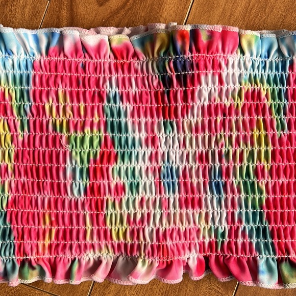 🌸Rainbow Smocked Bandeau Bikini Swim Top - Picture 5 of 8